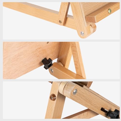 falling in art adjustable beechwood tabletop easel, holds showing dimensions