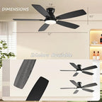 jsaitee ceiling fans with lights, 52 inch low, package contents