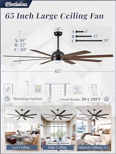 fanbulous 65 inch black ceiling fans with 3cct, package contents