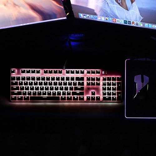 Merdia 104 Keys Full Size Mechanical Keyboard | Brown Switch, Pink & Whit...