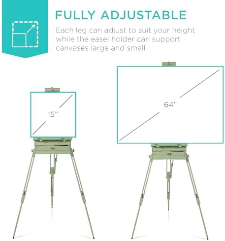 best choice products art easel for painting, portable, side view