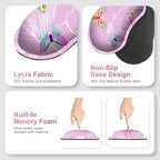 Pink Butterfly Desk Mat, Florals 4 in1 Large Gaming Mouse Pad Set, Ergonomics Keyboard Pad with Memory Foam Wrist Rest, Extended Game Mousepad Non-Slip Desk Protector Matt Easy Typing Pain Relief