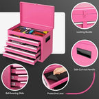 dreamade 5-drawer tool chest combo, rolling tool cabinet, front angle view