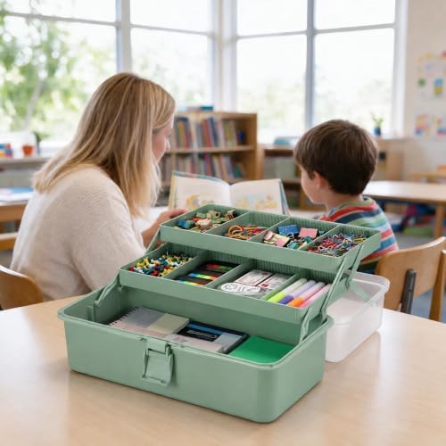 tackle box, 15-inch extra large art storage box, front angle view