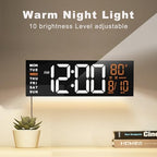 jall 16" large digital wall clock with remote, front angle view