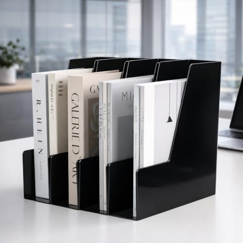 CiWiVOKi Vertical Magazine File Holder, 4 Pack, Black