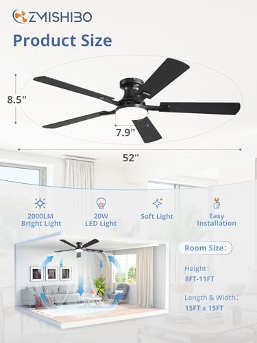 zmishibo 52 inch ceiling fans with lights, remote&app on a desk or shelf
