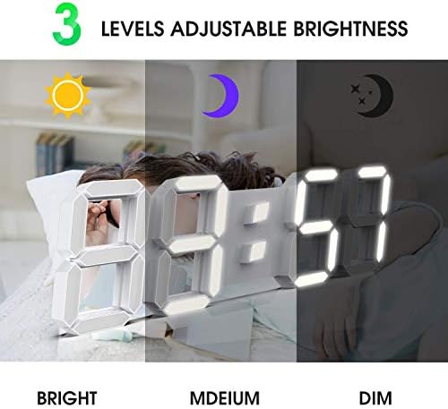 epsky 3d white digital wall clock led large, side view
