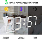epsky 3d white digital wall clock led large, side view