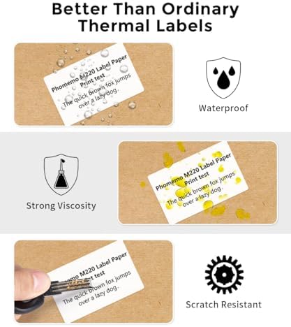 Phomemo 3 Roll 2.36"x 1.57" Thermal Sticker Label, 180 Labels/Roll | Compatible with M220,M250,M260,M200,M221 Printer,Strong Permanent Adhesive,for Customer Mailer,Address,Business Letter