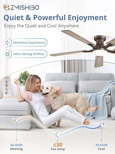 zmishibo 52 inch ceiling fans with lights, remote&app, side view