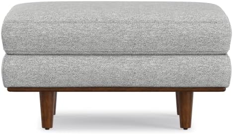SIMPLIHOME Morrison 33" Wide Woven-Blend Rectangle Ottoman in Mist Grey