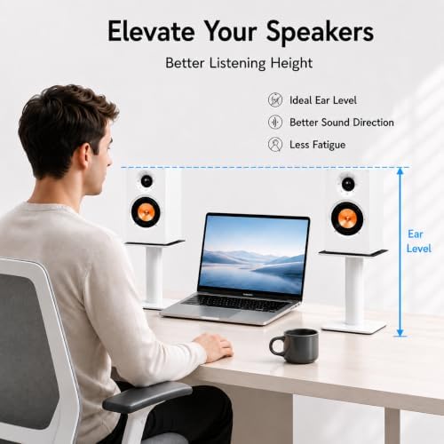 Desktop Speaker Stands Pair for 5-8 Inch Studio Monitors & Bookshelf Spea...