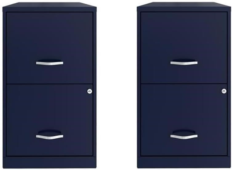 Scranton & Co Set of 2 18" D 2-Drawers Metal File Cabinet in Navy