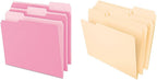 Pendaflex Letter Size File Folders Bundle - Pink Two-Tone 100 Count & Manila Classic 100 Count (152 1/3 PIN & 65213)