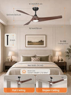 taloya 52 inch modern ceiling fans with lights, front angle view