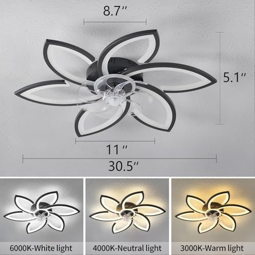 dalouguan ceiling fan with lights remote control, 30", close-up detail
