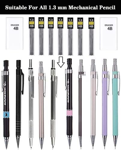 Lifreer 1.3mm Unbreakable Pencil Refills, 2 Premium Erasers, Long Lasting HB - Image 3