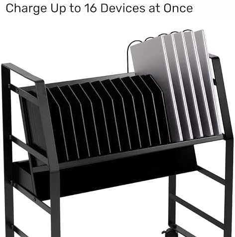 Line Leader 16-Device Charging Cart for Laptops and Chromebooks®, Black