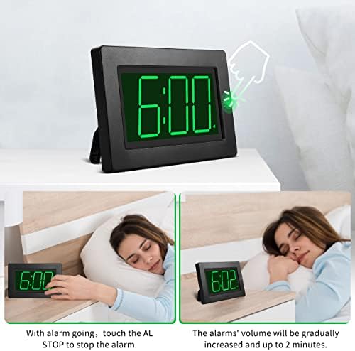 alarm clock,3" led,3-level brightness,battery operated,wall-mount/table-top showing dimensions