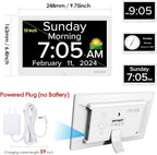 10.1 inch digital alarm clock with date and showing dimensions
