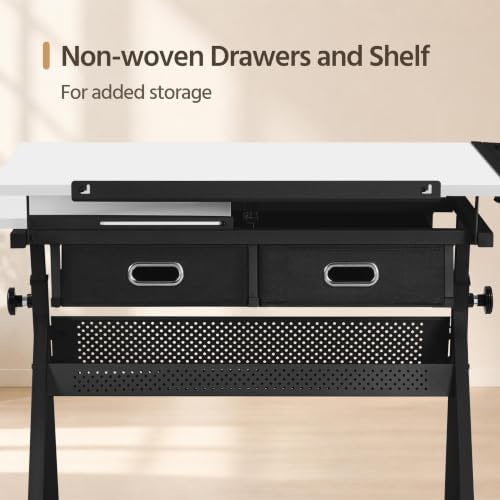 yaheetech adjustable drafting table art desk,storage drawers &, package contents