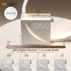 vivilumens sunrise digital alarm clock, white noise sound, side view