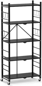 himix 5-tier foldable storage shelves with 20 hooks, view 9