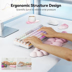 TECKNET Cloud Keyboard Wrist Rest Set, Cloud Wrist Rest with Non-Slip Base, PU Leather Wrist Pad for Keyboard with Ergonomic Memory Foam for Computer Laptop Office Gaming & Pain Relief, Gradient Pink