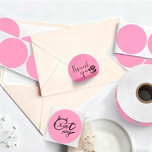 2 inch Dot Stickers Labels Circle Garage Sale Sticker 750Pcs Round Thermal Printer Stickers Printable Writable Price Labels for Yard Sale, Pink