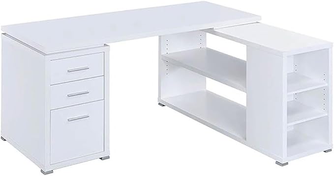 Pemberly Row L Shape Corner Storage Desk in White, Letter/Legal File, 5 by PEMBERLYROW