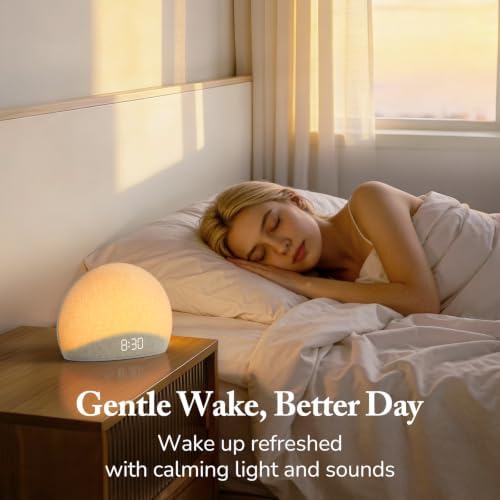 housbay sunrise alarm clock with bluetooth speaker &, close-up detail