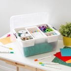 iris usa 18 quart craft storage organizer with shown in use