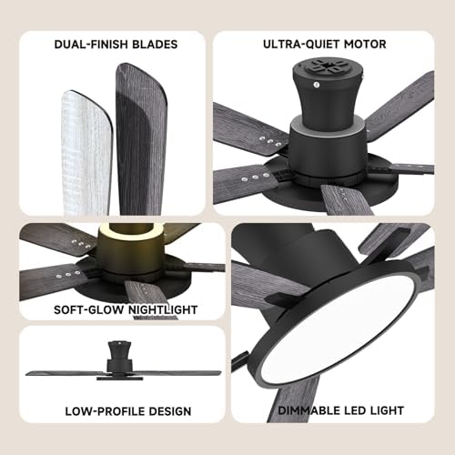 52 inch ceiling fans with remote control,soft backlight,quiet on a desk or shelf