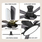 52 inch ceiling fans with remote control,soft backlight,quiet on a desk or shelf