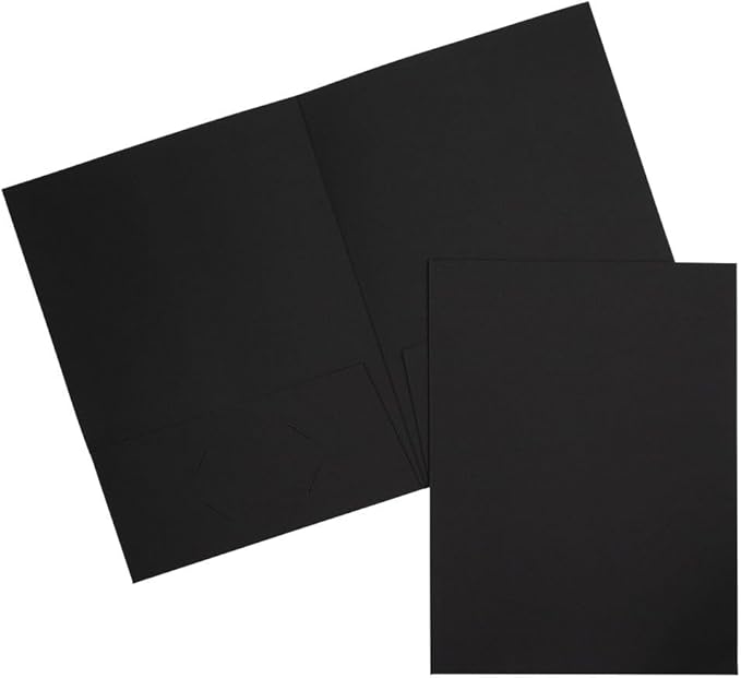 LUXPaper 9" x 12" Presentation Folders | Two Pocket | Black Linen | 100lb. - Image 2