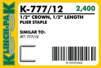 Klinch-Pak K-777/12, 1/2" Leg x 1/2" Wide Crown Heavy-Duty Galvanized Plier - Image 2