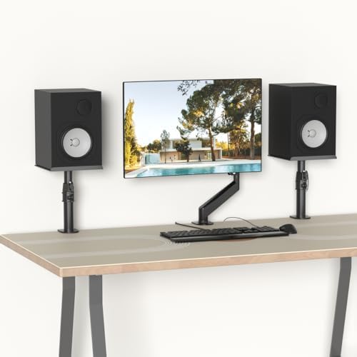 suptek Clamp-on Speaker Stand Desk Mount Set, Height Adjustment, Tilt, Swivel...