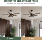 52 inch ceiling fan with light and remote showing dimensions