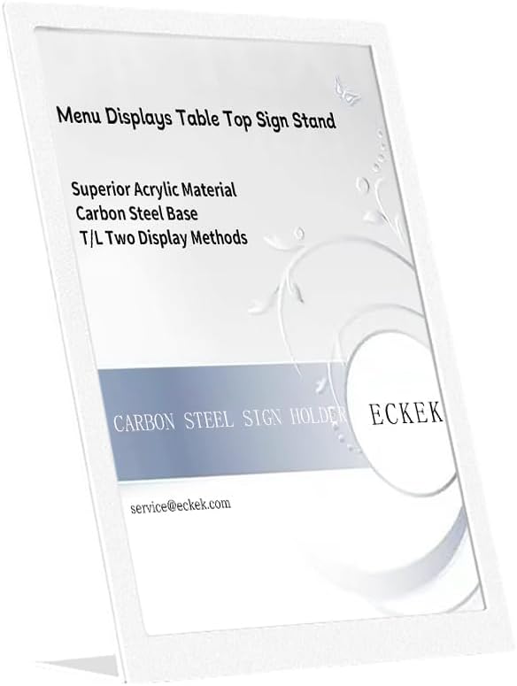 ECKEK Carbon Steel Sign Holder, Slanted Menu Displays, Table Top Sign Stand by ECKEK