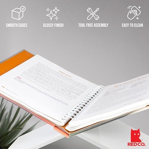 Red Co. Glossy White Acrylic Book Holder 2 Piece Reading Stand for Open and C...