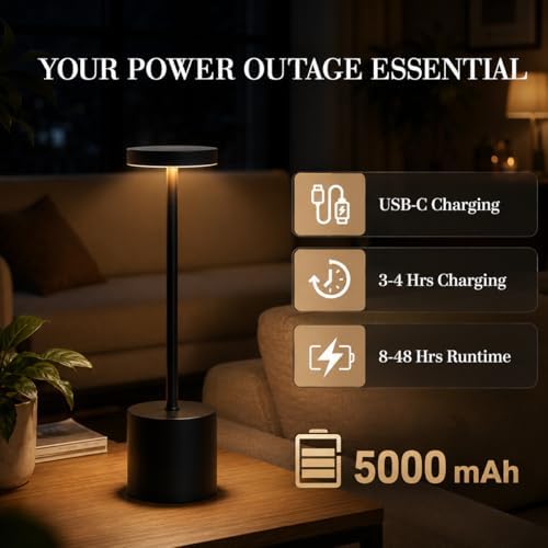 Cordless Table Lamp Set of 2, 5000mAh Rechargeable Lamp with Touch Control &a...