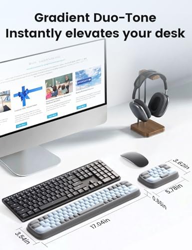 Meatanty Keyboard and Mouse Wrist Rest Set, Ergonomic Computer Wrist Pad, Memory Foam Wrist Support for Desk, Hand Typing Palm Mouse Rest Office Gaming Accessories, Carpal Tunnel Pain Relief Cushion