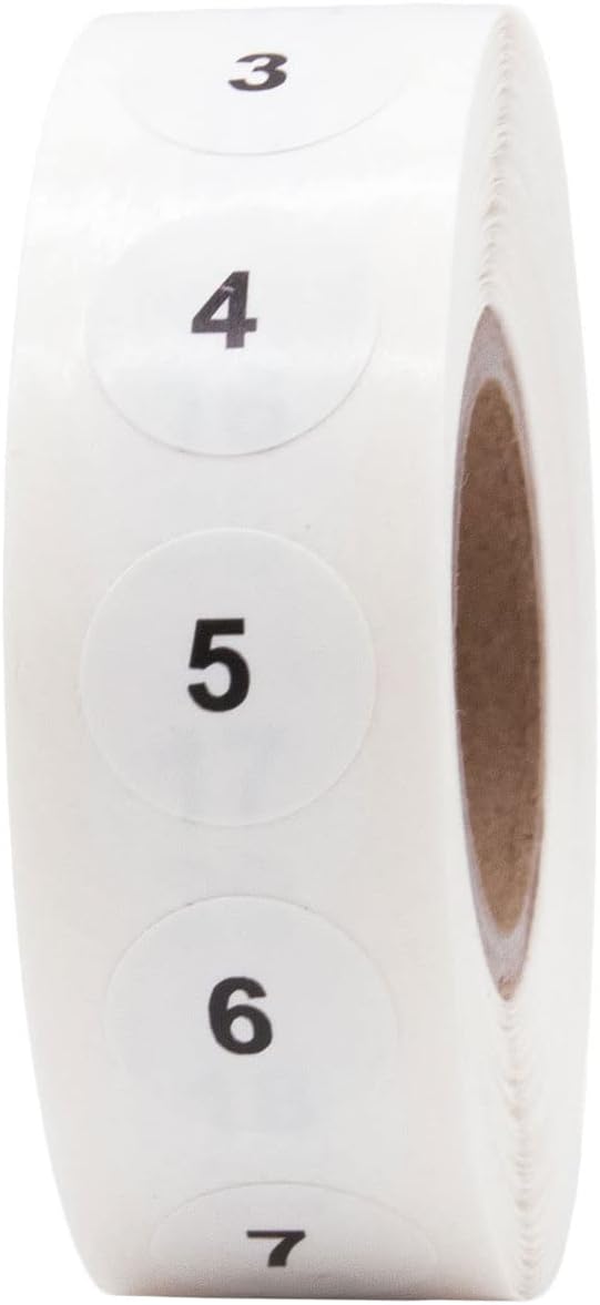 Consecutive Number Stickers 1-1,000 0.50 Inch 1,000 Total Labels