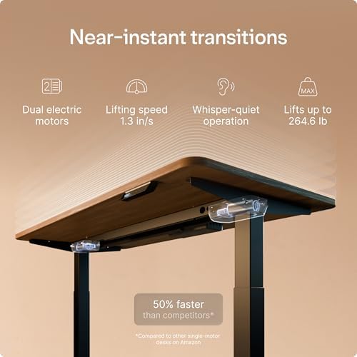 Desktronic HomeOne Standing Desk 60x30 — Ergonomic Sit Stand Home Office Desk, Made in Europe, Electric Dual Motor Height Adjustable, USB & USB-C Charging, Wobble-Free, Touchscreen, 3 Memory Presets