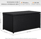 sundale 70 gallon oudoor deck box, large rattan shown in use