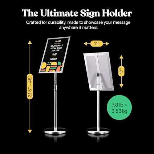 t-sign adjustable pedestal sign holder poster stand on a desk or shelf