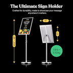 t-sign adjustable pedestal sign holder poster stand on a desk or shelf