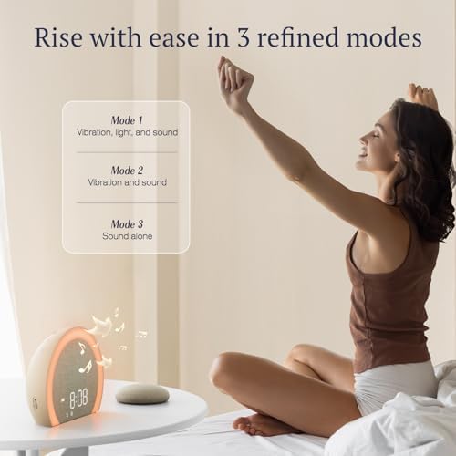 anjank extra loud alarm clock with wireless bed, side view