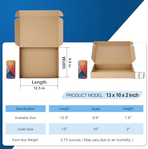 famagic 13x10x2 shipping boxes medium for small business shown in use